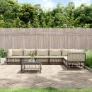 8-tlg. Garten-Lounge-Set mit Kissen Anthrazit Poly Rattan