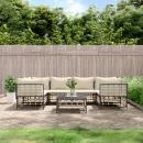 7-tlg. Garten-Lounge-Set mit Kissen Anthrazit Poly Rattan