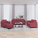 ARDEBO.de - 4-tlg. Sofagarnitur mit Kissen Weinrot Stoff