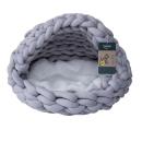 ARDEBO.de Quapas Cat Bed Woven Iglo Grey