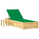 ARDEBO.de - Garten-Sonnenliege mit Tisch und Auflage Kiefer Imprägniert