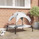 erhöhtes Hundebett mit abnehmbarem Dach Silber Grau M Stahl