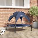 erhöhtes Hundebett mit abnehmbarem Dach Marineblau L Stahl