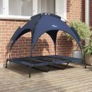 Erhöhtes Hundebett mit abnehmbarem Dach Marine Blau XL Stahl