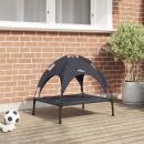 Erhöhtes Hundebett mit Abnehmbarem Dach Schwarz Stahl