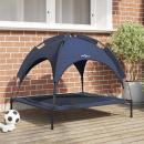 erhöhtes Hundebett mit abnehmbarem Dach Marineblau L Stahl