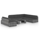 ARDEBO.de - 8-tlg. Garten-Lounge-Set mit Kissen Grau Poly Rattan