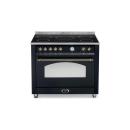 ARDEBO.de Lofra RNMG 96 MFT/ 5 I Range Cooker, 90 cm breit, 1 Backofen, Induktionskochfeld, 2-fach Teleskopauszug, Drehspieß, schwarz/messing finish