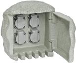 ARDEBO.de EVN 4-fach Energieverteiler, Stein, IP44, 230V, max. 3600W / 16A, grau (230418)