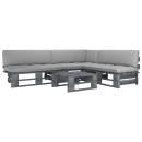 4-tlg. Paletten-Lounge-Set Grau Imprägniertes Kiefernholz