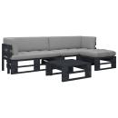 4-tlg. Paletten-Lounge-Set Schwarz Imprägniertes Kiefernholz