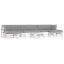 ARDEBO.de - 6-tlg. Paletten-Lounge-Set Weiß Imprägniertes Kiefernholz
