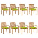 ARDEBO.de - Stapelbare Gartenstühle mit Kissen 8 Stk. Massivholz Teak