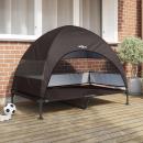 Erhöhtes Hundebett mit abnehmbarem Dach Braun XL Stahl