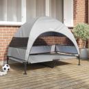 Erhöhtes Hundebett mit Abnehmbarem Dach Silber Grau XL Stahl