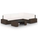 ARDEBO.de - 5-tlg. Garten-Lounge-Set mit Kissen Braun Poly Rattan