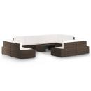 ARDEBO.de - 10-tlg. Garten-Lounge-Set mit Kissen Braun Poly Rattan