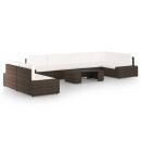 ARDEBO.de - 8-tlg. Garten-Lounge-Set mit Kissen Braun Poly Rattan
