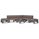 ARDEBO.de - 6-tlg. Paletten-Lounge-Set Grau Imprägniertes Kiefernholz