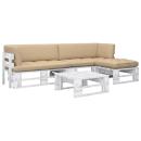 ARDEBO.de - 4-tlg. Paletten-Lounge-Set Weiß Imprägniertes Kiefernholz