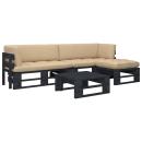 ARDEBO.de - 4-tlg. Paletten-Lounge-Set Schwarz Imprägniertes Kiefernholz