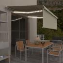 Markise Manuell Einziehbar mit Rollo & LED 4x3 m Creme