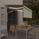 ARDEBO.de - Markise Manuell Einziehbar mit Rollo & LED 3,5x2,5 m Creme