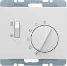 ARDEBO.de Berker 20297109 Temperaturregler, Wechsler mit Schalter Heizen/Kühlen, K.1, polarweiß glänzend