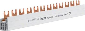Hager KDN380A Phasenschiene 3-Polig mit Gabelanschluss 16 mm², 80A, 12 Module