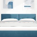 LED Kopfteil mit Knopfheftung Dunkelblau 80 cm Samt