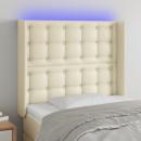 LED Kopfteil Creme 93x16x118/128 cm Kunstleder