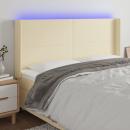 LED Kopfteil Creme 183x16x118/128 cm Kunstleder