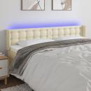 LED Kopfteil Creme 203x16x78/88 cm Kunstleder