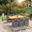 7-tlg. Garten-Essgruppe mit Kissen Poly Rattan Grau