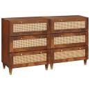 Sideboard Set 2 pcs Braun 60 x 33.5 x 75 cm Massivholz Mango