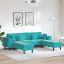 Samt Sofa mit Kissen mit Kissen 3 pcs Türkis 208 cm Samt
