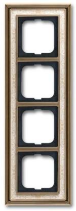ARDEBO.de Busch-Jaeger 1724-846 Abdeckrahmen , Busch-dynasty®, 4-fach Rahmen, Messing Antik Dekor Elfenbeinweiß (2CKA001754A4666)