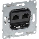 ARDEBO.de Legrand SEANO Einsatz Datendose 2 x RJ45, Kat. 6, UTP, ungeschirmt, werkzeuglose Anschlusstechnik, farbmarkierte Anschlüsse für Belegungsart (765060)