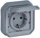 ARDEBO.de Legrand Plexo New Feuchtraum-Unterputz Schutzkontakt-Steckdose, Schraubklemmen (SK), IP 44, grau (069833L)