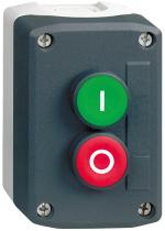 ARDEBO.de Schneider Electric XALD213 Aufbaugehäuse, Harmony XALD, Kunststoff, 2 Drucktaster, grün, rot, I-O, 22mm, 2S+2Ö, dunkelgrau