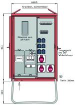 ARDEBO.de Walther Werke WAV0131R1 Anschlussverteilerschrank 44kVA mit Zählerplatz, RCD TypB und RCD TypA, 3 CEE-Abgänge 16-32A und 6 Schukos