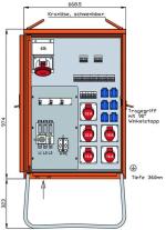 ARDEBO.de Walther Werke WV0430R1 Verteilerschrank 69kVA mit 2 RCDs Typ B und RCD Typ A, 13 LS, 6 CEE-Abgänge 16-63A und 6 Schukos