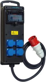 ARDEBO.de Walther Werke 6410002A Tragbare Vollgummi-Steckdosenleiste, 16A, RCD TYPA, 4 Schukos, IP44, schwarz