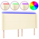 LED Kopfteil Creme 203x16x118/128 cm Kunstleder