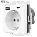 ARDEBO.de - OPUS 55 USB A/C-Steckdose mit Schutzkontakt, polarweiß