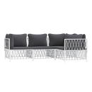 4-tlg. Garten-Lounge-Set mit Kissen Weiß Stahl