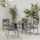5-tlg. Garten-Essgruppe Poly Rattan Grau