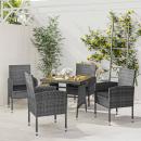5-tlg. Garten-Essgruppe Poly Rattan Grau