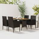 5-tlg. Garten-Essgruppe Poly Rattan Schwarz