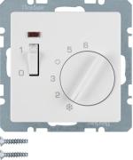 ARDEBO.de Berker 20316089 Temperaturregler 24 V mit Öffner, Zentralstück, Wippschalter und LED, Q.x, polarweiß samt